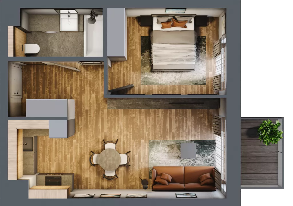 2 pokoje, mieszkanie 43,36 m², parter, oferta nr BB0001, Niedziałkowskiego Park, Poznań, Wilda, ul. Niedziałkowskiego Park
