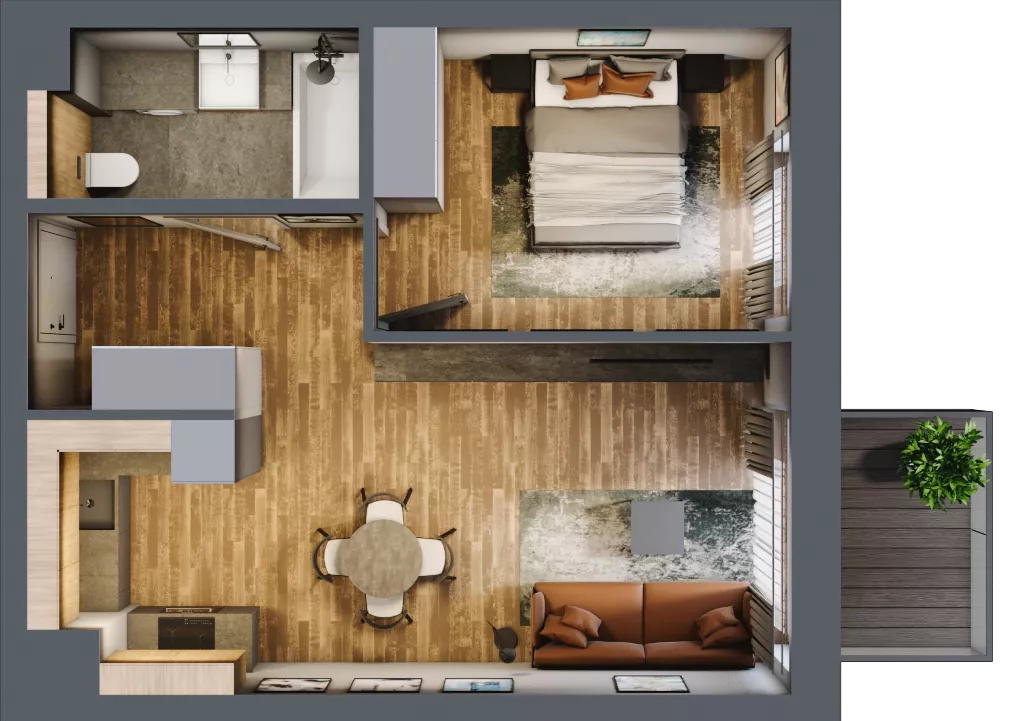 2 pokoje, mieszkanie 43,37 m², piętro 3, oferta nr BB0301, Niedziałkowskiego Park, Poznań, Wilda, ul. Niedziałkowskiego Park