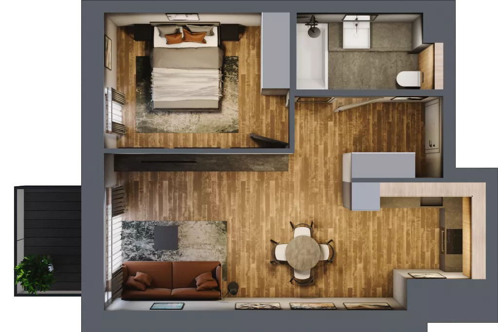 2 pokoje, mieszkanie 45,10 m², parter, oferta nr BB0004, Niedziałkowskiego Park, Poznań, Wilda, ul. Niedziałkowskiego Park