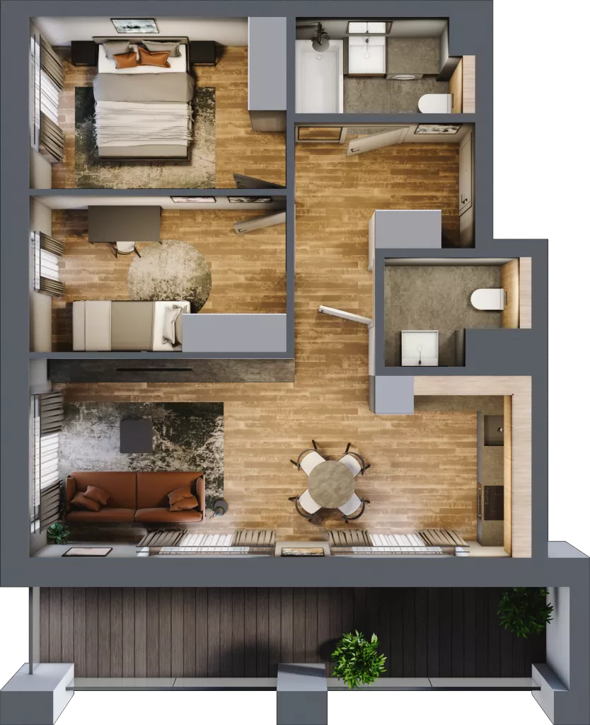 3 pokoje, mieszkanie 58,67 m², piętro 4, oferta nr BC0403, Niedziałkowskiego Park, Poznań, Wilda, ul. Niedziałkowskiego Park