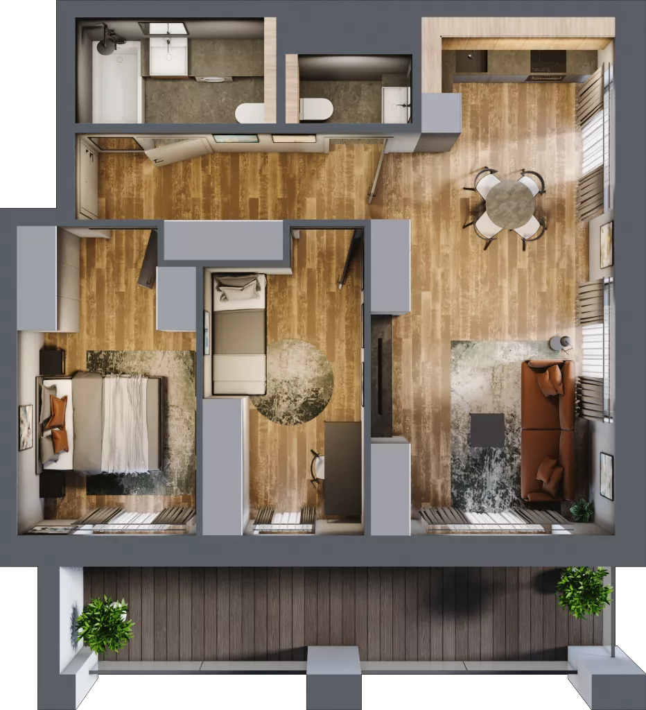 3 pokoje, mieszkanie 63,61 m², piętro 1, oferta nr BC0104, Niedziałkowskiego Park, Poznań, Wilda, ul. Niedziałkowskiego Park