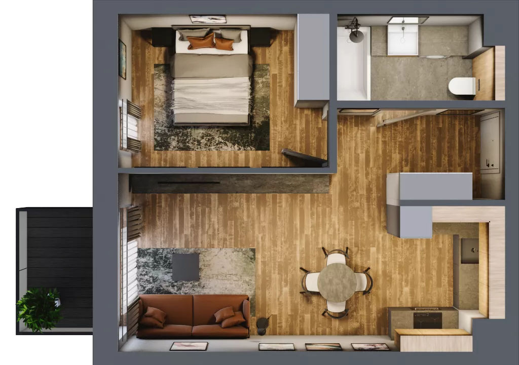 2 pokoje, mieszkanie 43,37 m², piętro 4, oferta nr BB0406, Niedziałkowskiego Park, Poznań, Wilda, ul. Niedziałkowskiego Park