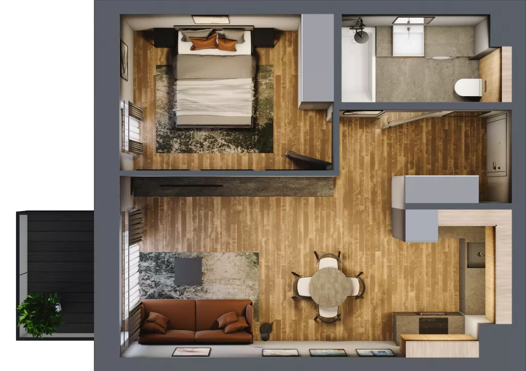 2 pokoje, mieszkanie 43,37 m², piętro 1, oferta nr BB0106, Niedziałkowskiego Park, Poznań, Wilda, ul. Niedziałkowskiego Park