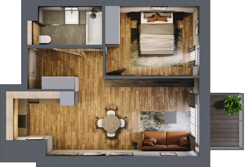 2 pokoje, mieszkanie 45,11 m², parter, oferta nr BB0003, Niedziałkowskiego Park, Poznań, Wilda, ul. Niedziałkowskiego Park