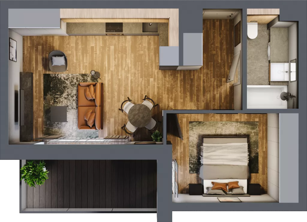 2 pokoje, mieszkanie 43,04 m², piętro 3, oferta nr BB0309, Niedziałkowskiego Park, Poznań, Wilda, ul. Niedziałkowskiego Park