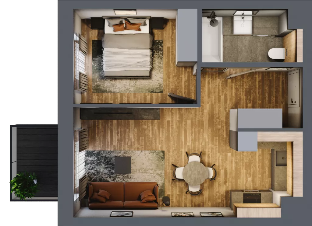 2 pokoje, mieszkanie 41,51 m², piętro 1, oferta nr BA0105, Niedziałkowskiego Park, Poznań, Wilda, ul. Niedziałkowskiego Park