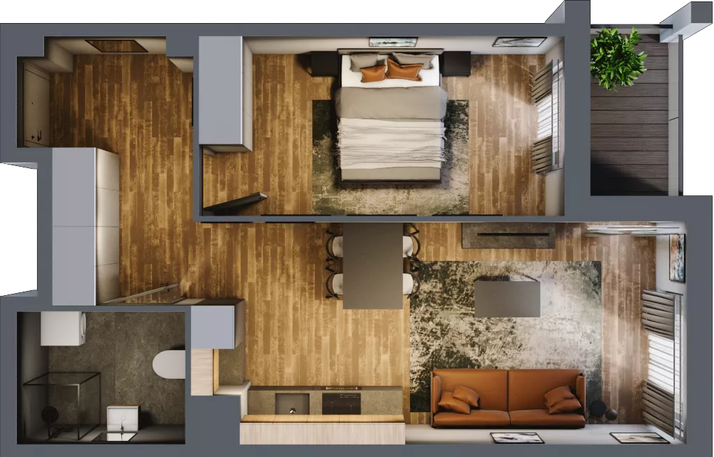 2 pokoje, mieszkanie 45,07 m², piętro 4, oferta nr 102, Osiedle na Górnej etap V, Kielce, Nowy Folwark, ul. Zbożowa