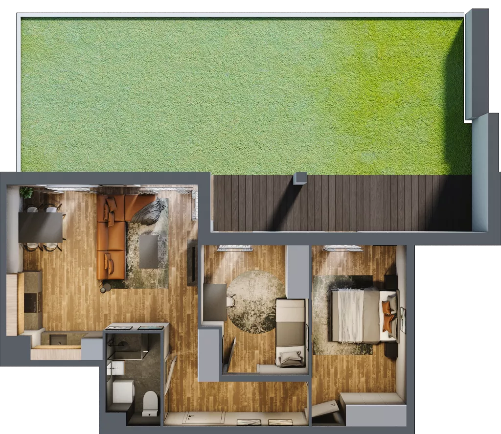 3 pokoje, mieszkanie 47,52 m², parter, oferta nr 8, Osiedle na Górnej etap V, Kielce, Nowy Folwark, ul. Zbożowa