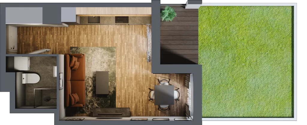 1 pokój, mieszkanie 27,68 m², parter, oferta nr 4, Osiedle na Górnej etap V, Kielce, Nowy Folwark, ul. Zbożowa