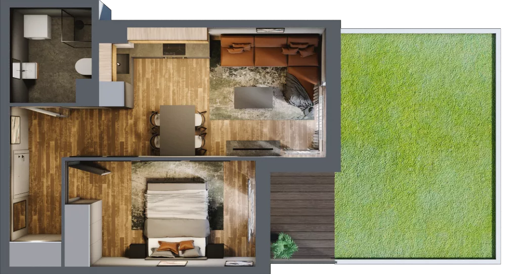 2 pokoje, mieszkanie 38,20 m², parter, oferta nr 5, Osiedle na Górnej etap V, Kielce, Nowy Folwark, ul. Zbożowa