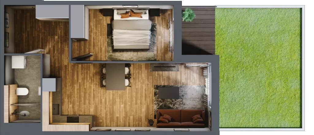 2 pokoje, mieszkanie 46,66 m², parter, oferta nr 6, Osiedle na Górnej etap V, Kielce, Nowy Folwark, ul. Zbożowa