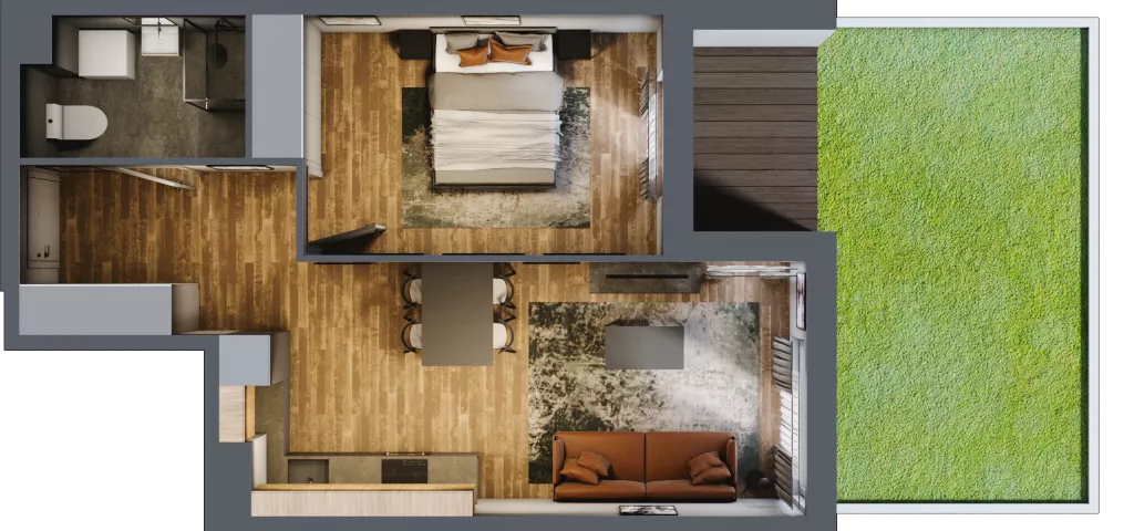 2 pokoje, mieszkanie 43,11 m², parter, oferta nr 83, Osiedle na Górnej etap V, Kielce, Nowy Folwark, ul. Zbożowa