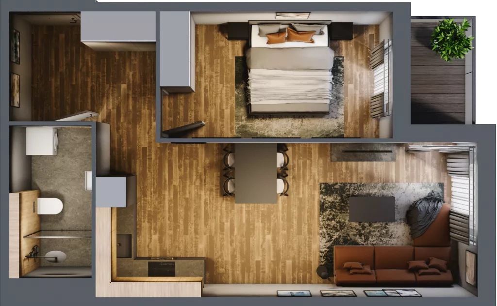 2 pokoje, mieszkanie 46,66 m², piętro 6, oferta nr 57, Osiedle na Górnej etap V, Kielce, Nowy Folwark, ul. Zbożowa