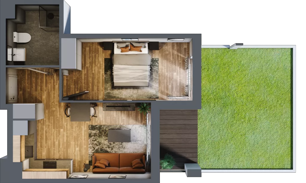 2 pokoje, mieszkanie 39,29 m², parter, oferta nr 3, Osiedle na Górnej etap V, Kielce, Nowy Folwark, ul. Zbożowa