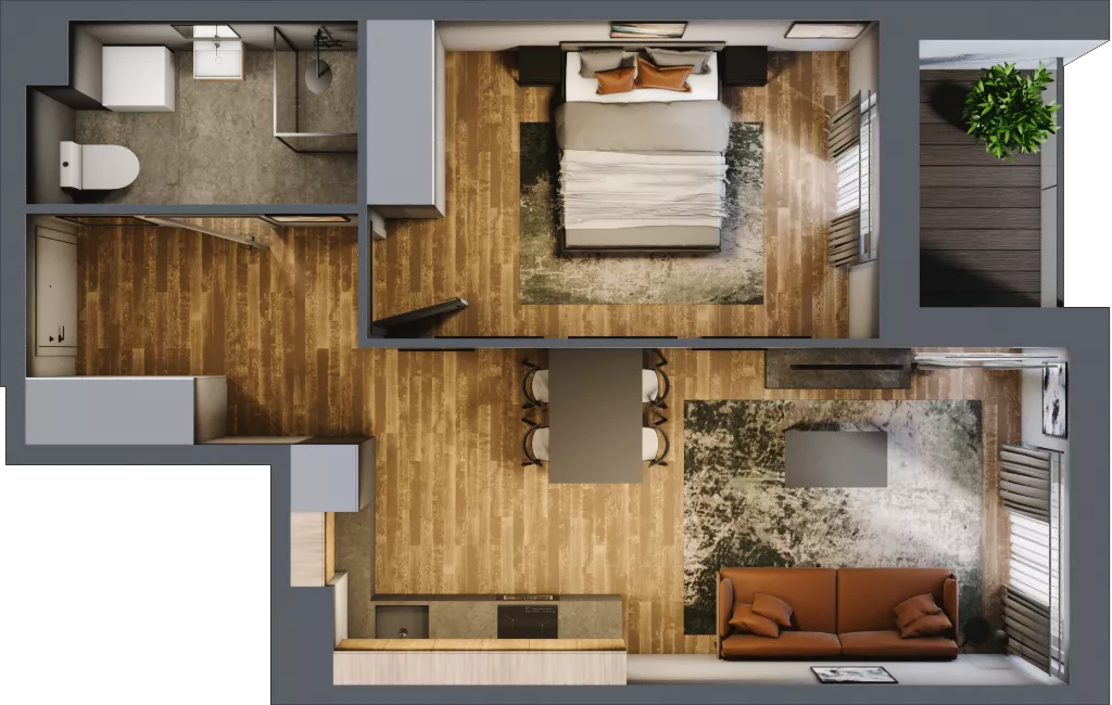 2 pokoje, mieszkanie 43,28 m², piętro 2, oferta nr 93, Osiedle na Górnej etap V, Kielce, Nowy Folwark, ul. Zbożowa