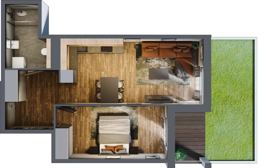 2 pokoje, mieszkanie 45,61 m², parter, oferta nr 2, Osiedle na Górnej etap V, Kielce, Nowy Folwark, ul. Zbożowa