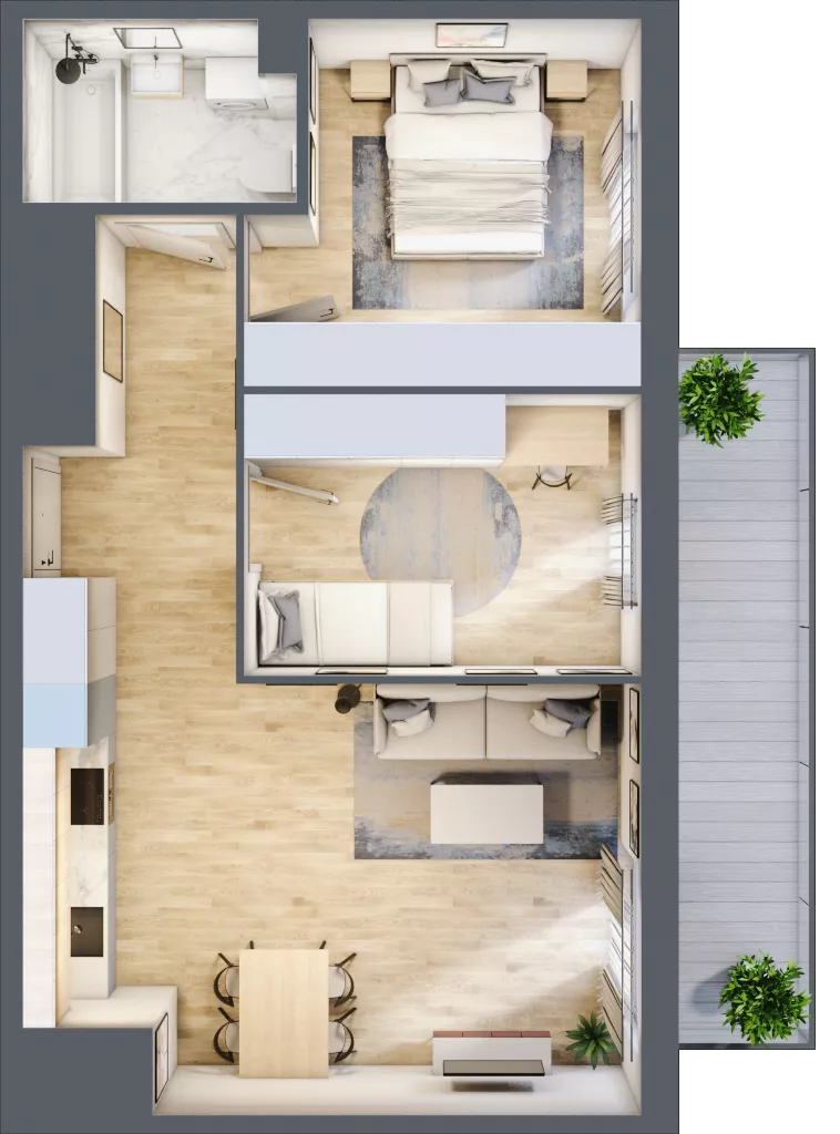 3 pokoje, mieszkanie 55,19 m², piętro 6, oferta nr 107, CORSO - etap 2A, Łódź, Polesie, Stare Polesie, ul. Kasprzaka 5