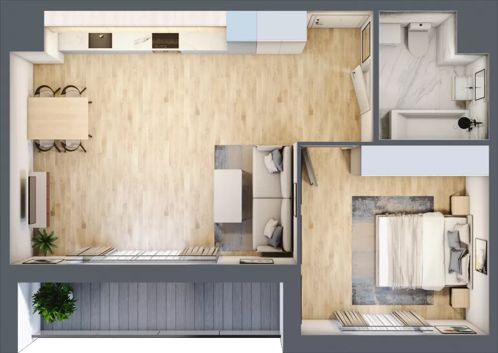 2 pokoje, mieszkanie 50,57 m², piętro 5, oferta nr 51, CORSO - etap 2A, Łódź, Polesie, Stare Polesie, ul. Kasprzaka 5