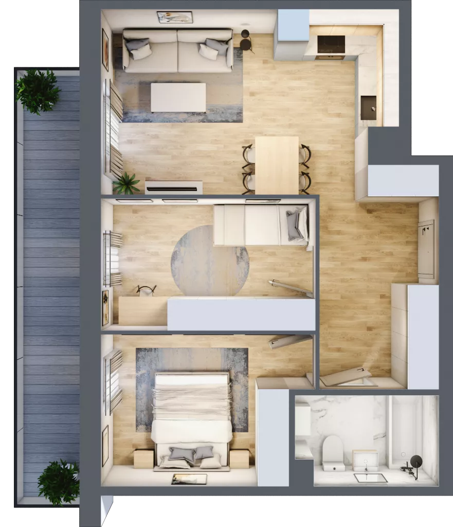 3 pokoje, mieszkanie 54,46 m², piętro 1, oferta nr 7, CORSO - etap 2A, Łódź, Polesie, Stare Polesie, ul. Kasprzaka 5