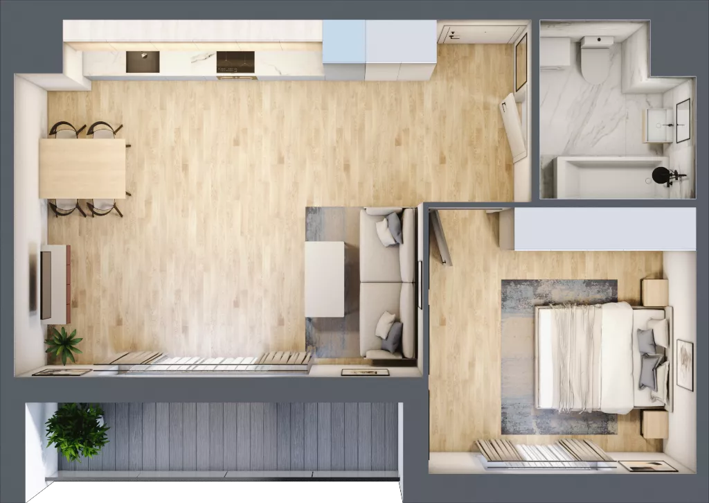 2 pokoje, mieszkanie 49,87 m², piętro 3, oferta nr 27, CORSO - etap 2A, Łódź, Polesie, Stare Polesie, ul. Kasprzaka 5
