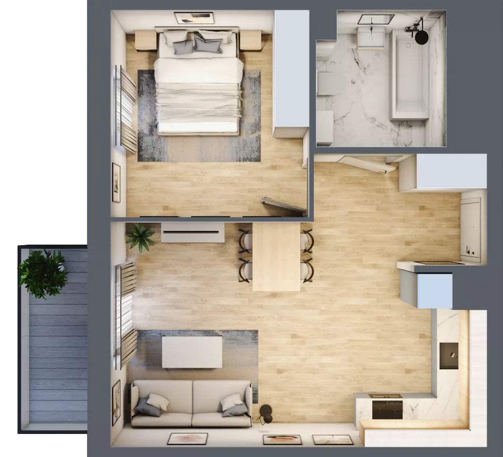 2 pokoje, mieszkanie 45,36 m², piętro 3, oferta nr 30, CORSO - etap 2A, Łódź, Polesie, Stare Polesie, ul. Kasprzaka 5