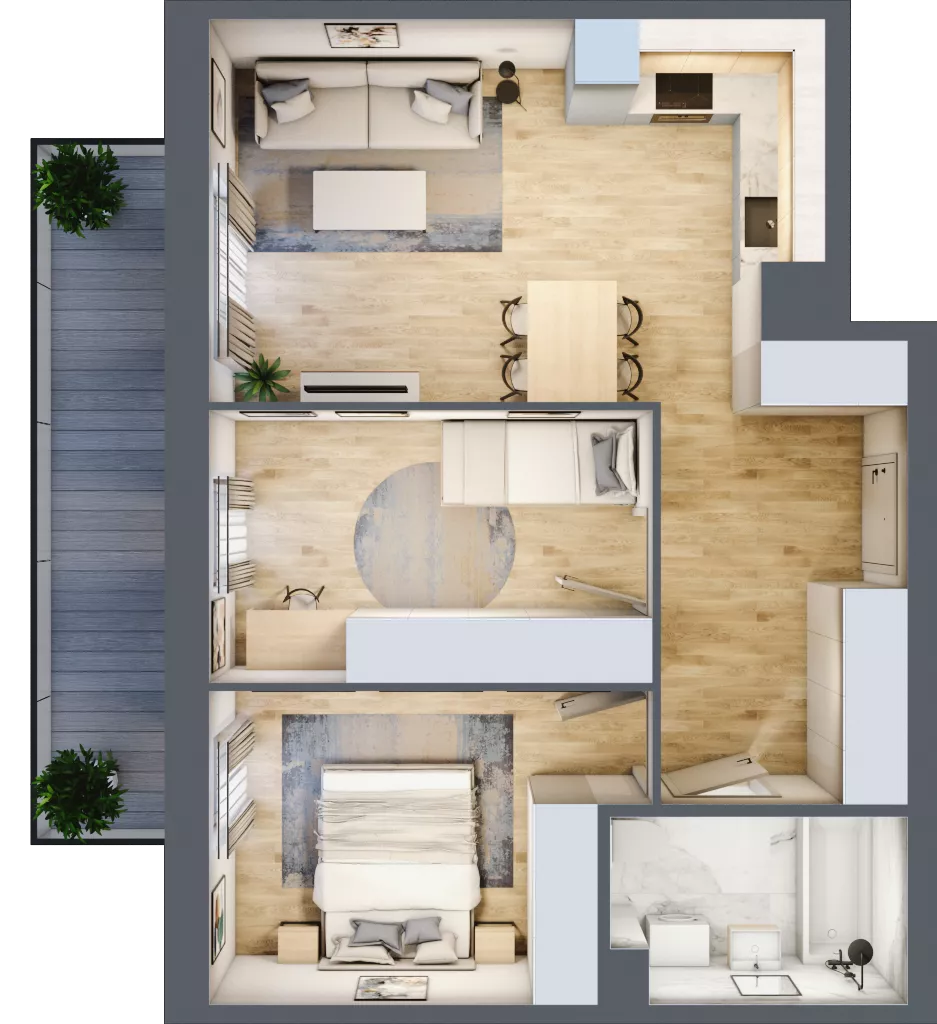 3 pokoje, mieszkanie 54,46 m², piętro 2, oferta nr 19, CORSO - etap 2A, Łódź, Polesie, Stare Polesie, ul. Kasprzaka 5
