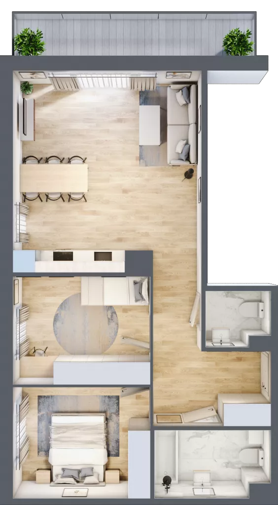 3 pokoje, mieszkanie 67,23 m², piętro 6, oferta nr 105, CORSO - etap 2A, Łódź, Polesie, Stare Polesie, ul. Kasprzaka 5