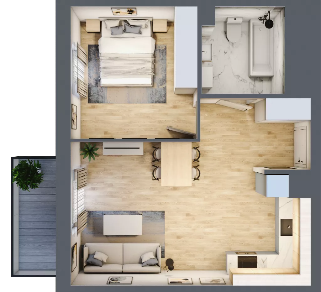 2 pokoje, mieszkanie 45,36 m², piętro 1, oferta nr 6, CORSO - etap 2A, Łódź, Polesie, Stare Polesie, ul. Kasprzaka 5
