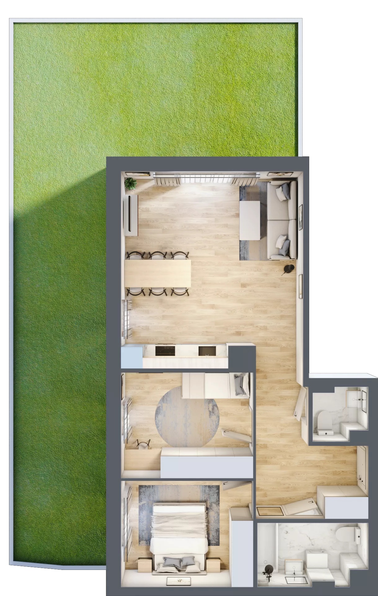 3 pokoje, mieszkanie 65,49 m², piętro 1, oferta nr 75, CORSO - etap 2A, Łódź, Polesie, Stare Polesie, ul. Kasprzaka 5