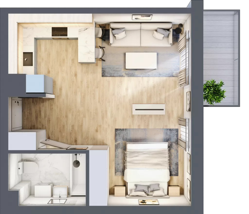 1 pokój, mieszkanie 37,78 m², piętro 3, oferta nr 35, CORSO - etap 2A, Łódź, Polesie, Stare Polesie, ul. Kasprzaka 5