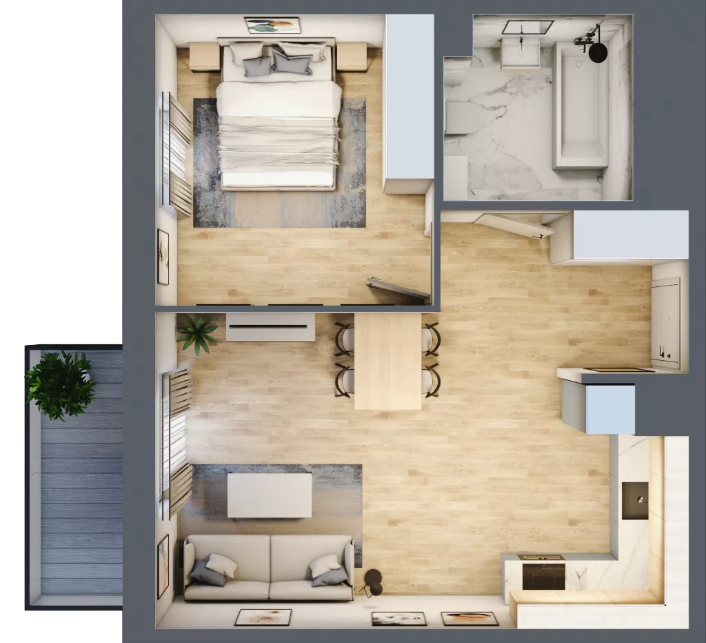 2 pokoje, mieszkanie 46,28 m², piętro 7, oferta nr 68, CORSO - etap 2A, Łódź, Polesie, Stare Polesie, ul. Kasprzaka 5