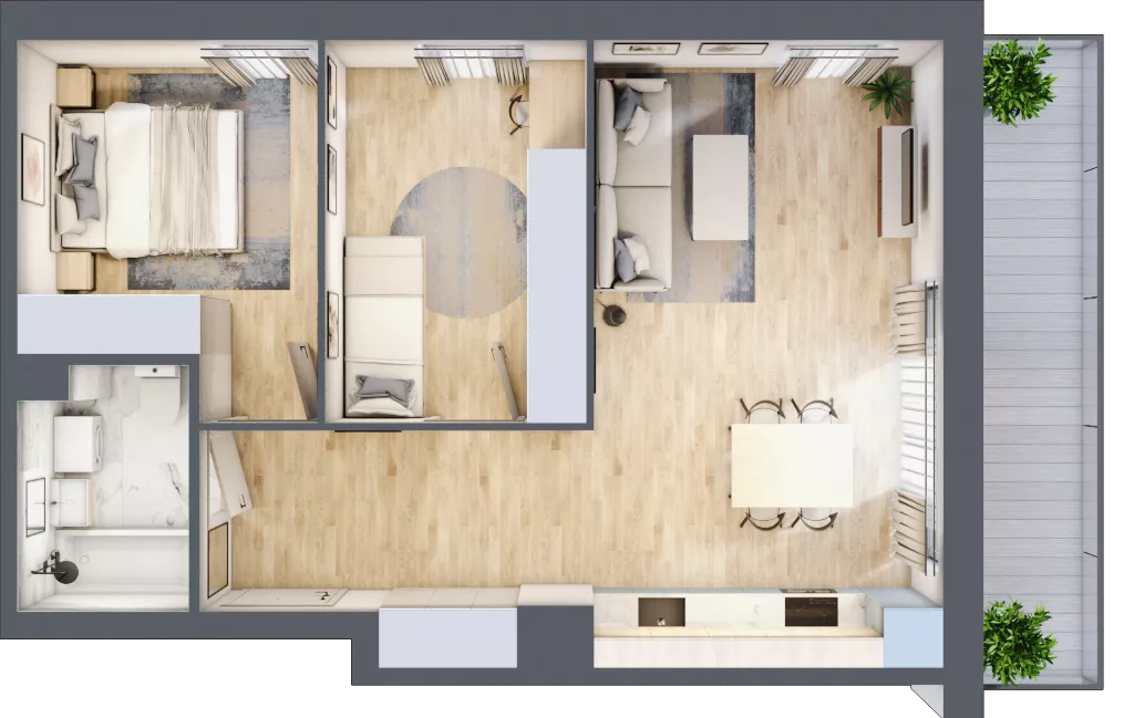 3 pokoje, mieszkanie 54,38 m², piętro 2, oferta nr 82, CORSO - etap 2A, Łódź, Polesie, Stare Polesie, ul. Kasprzaka 5