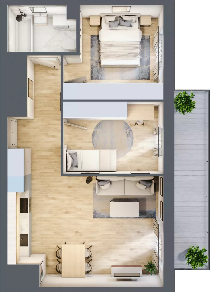 3 pokoje, mieszkanie 53,94 m², piętro 2, oferta nr 83, CORSO - etap 2A, Łódź, Polesie, Stare Polesie, ul. Kasprzaka 5