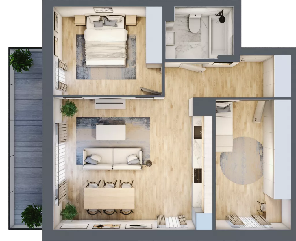 3 pokoje, mieszkanie 62,35 m², piętro 1, oferta nr 4, CORSO - etap 2A, Łódź, Polesie, Stare Polesie, ul. Kasprzaka 5