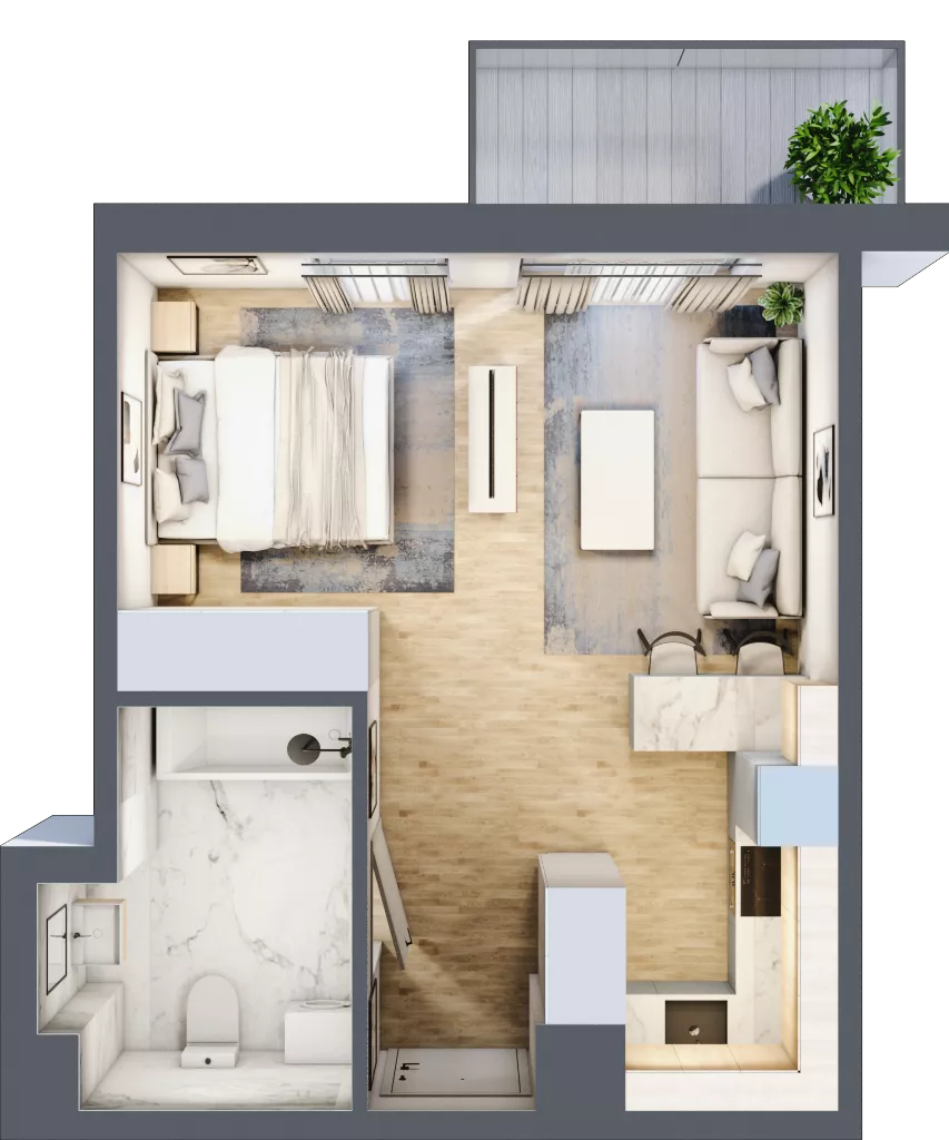 1 pokój, mieszkanie 33,90 m², piętro 5, oferta nr 48, CORSO - etap 2A, Łódź, Polesie, Stare Polesie, ul. Kasprzaka 5