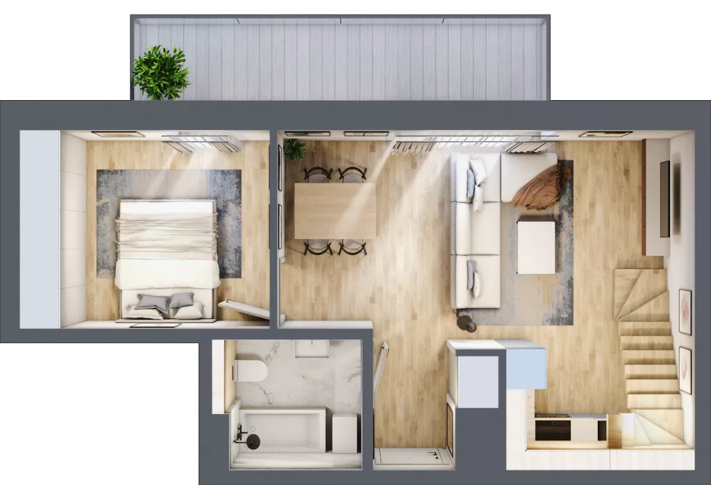 3 pokoje, mieszkanie 60,39 m², piętro 2, oferta nr L34, Mickiewicza 21 Residence, Śrem, ul. Mickiewicza 21