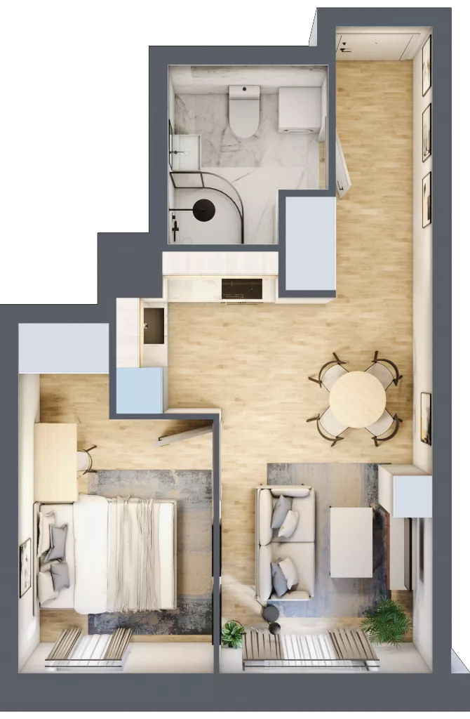 2 pokoje, mieszkanie 35,54 m², piętro 2, oferta nr 1/17, Osiedle Kościuszki - Osiedle Premium, Brzeg, ul. Kościuszki