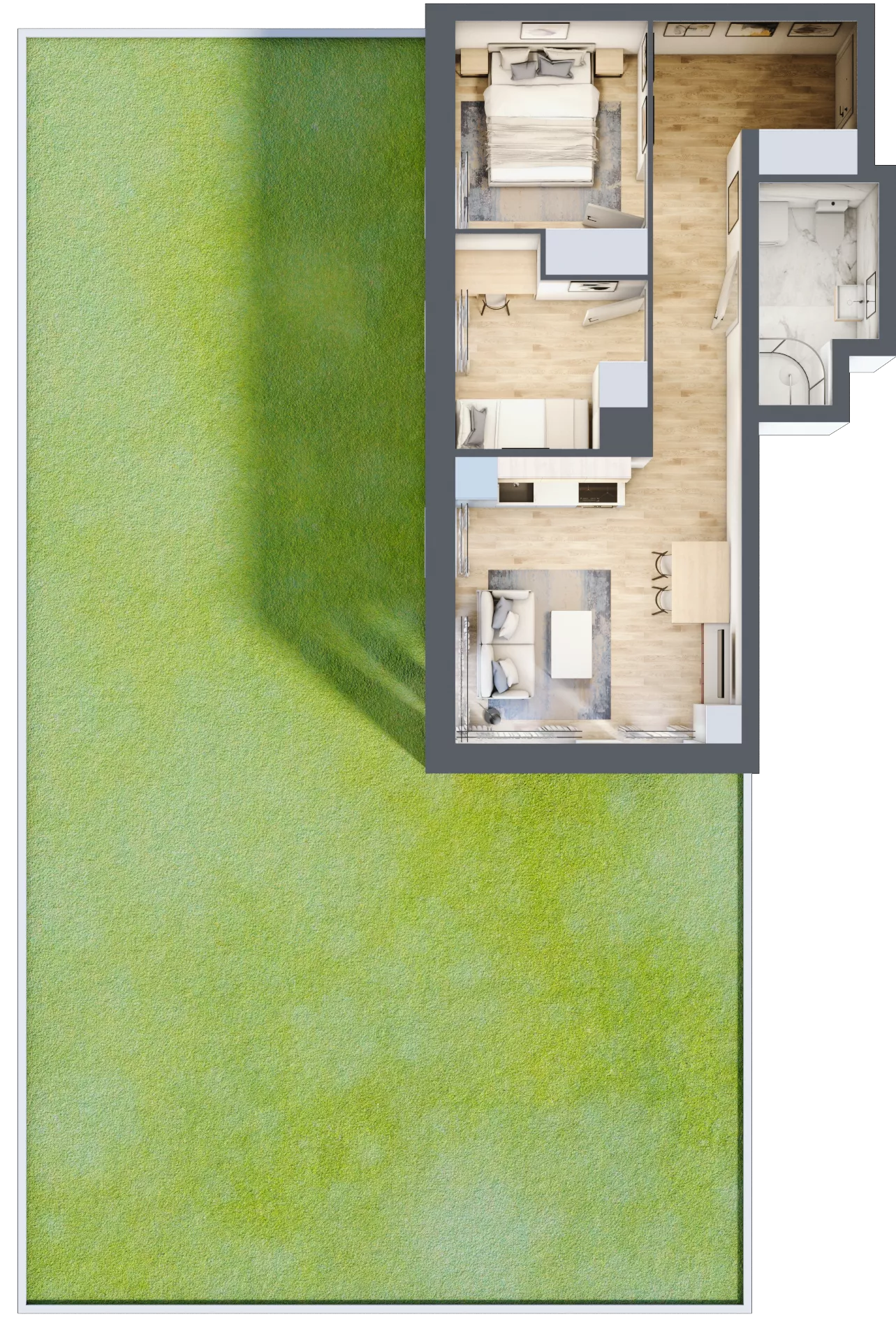 3 pokoje, mieszkanie 47,56 m², parter, oferta nr 1/2, Osiedle Kościuszki - Osiedle Premium, Brzeg, ul. Kościuszki