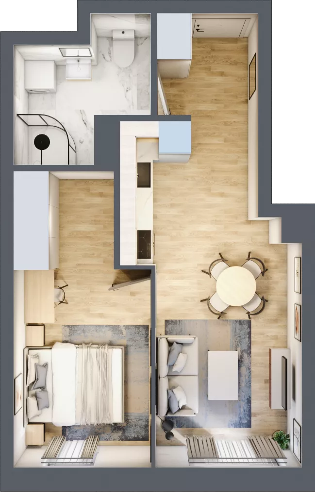 2 pokoje, mieszkanie 38,98 m², piętro 2, oferta nr 2/16, Osiedle Kościuszki - Osiedle Premium, Brzeg, ul. Kościuszki