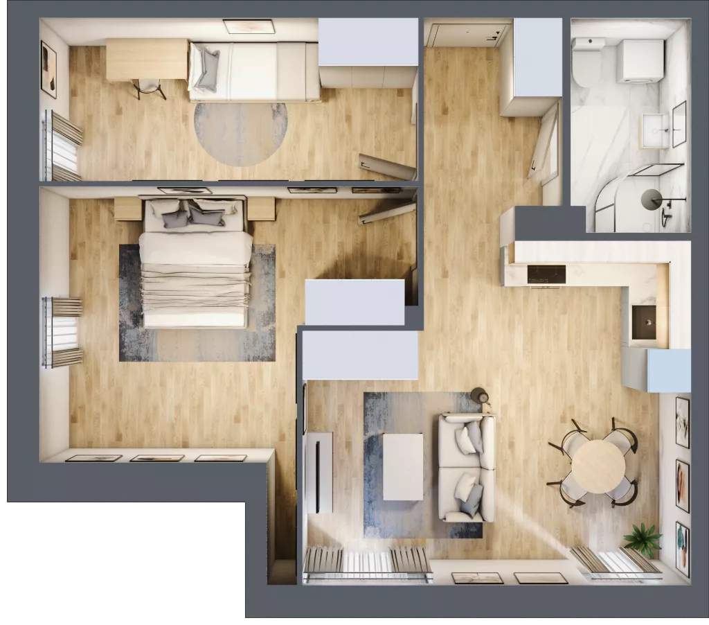 3 pokoje, mieszkanie 58,60 m², piętro 3, oferta nr 2/20, Osiedle Kościuszki - Osiedle Premium, Brzeg, ul. Kościuszki