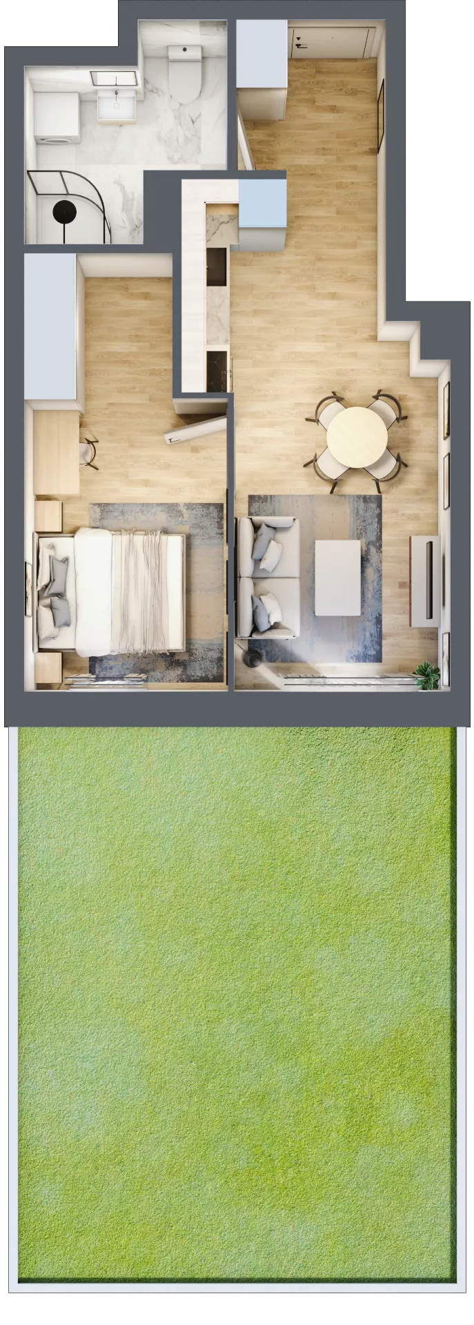 2 pokoje, mieszkanie 38,98 m², parter, oferta nr 2/4, Osiedle Kościuszki - Osiedle Premium, Brzeg, ul. Kościuszki
