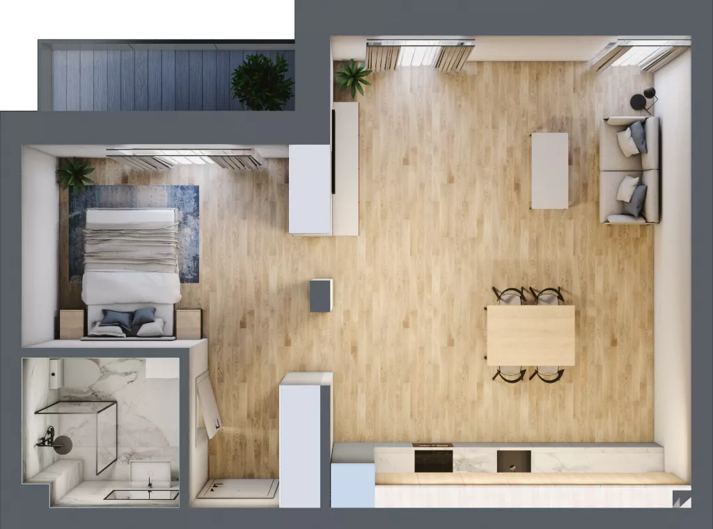 1 pokój, apartament 52,84 m², piętro 1, oferta nr 1_5, New Iron, Łódź, Śródmieście, ul. Andrzeja Struga 22