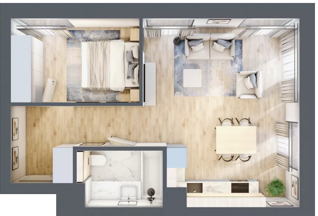 2 pokoje, mieszkanie 46,47 m², piętro 6, oferta nr A.188, Osiedle Fokus Ursus, Warszawa, Ursus, Szamoty, ul. Posag 7 Panien / Gierdziejewskiego