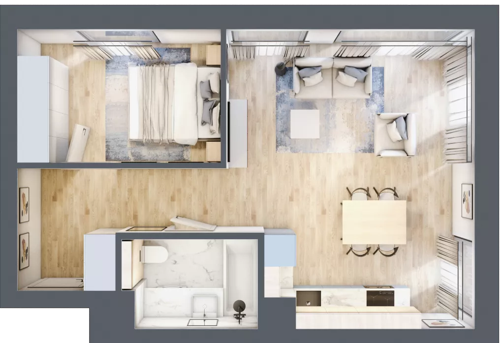 2 pokoje, mieszkanie 46,47 m², piętro 3, oferta nr A.173, Osiedle Fokus Ursus, Warszawa, Ursus, Szamoty, ul. Posag 7 Panien / Gierdziejewskiego