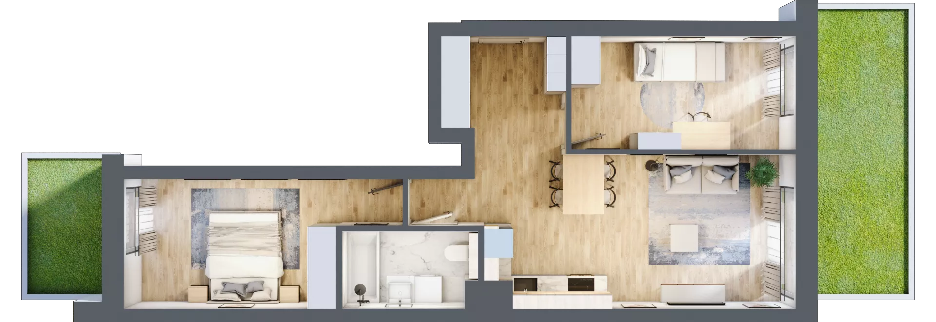 3 pokoje, mieszkanie 57,96 m², parter, oferta nr A.45, Osiedle Fokus Ursus, Warszawa, Ursus, Szamoty, ul. Posag 7 Panien / Gierdziejewskiego