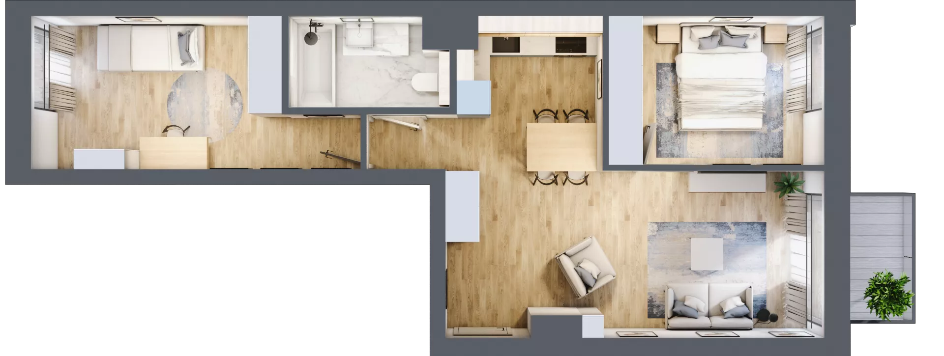 3 pokoje, mieszkanie 56,85 m², piętro 4, oferta nr A.58, Osiedle Fokus Ursus, Warszawa, Ursus, Szamoty, ul. Posag 7 Panien / Gierdziejewskiego