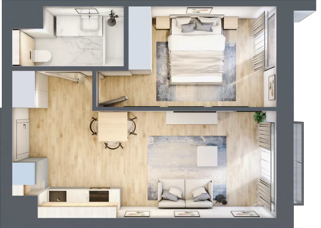 2 pokoje, mieszkanie 38,29 m², piętro 6, oferta nr A.216, Osiedle Fokus Ursus, Warszawa, Ursus, Szamoty, ul. Posag 7 Panien / Gierdziejewskiego