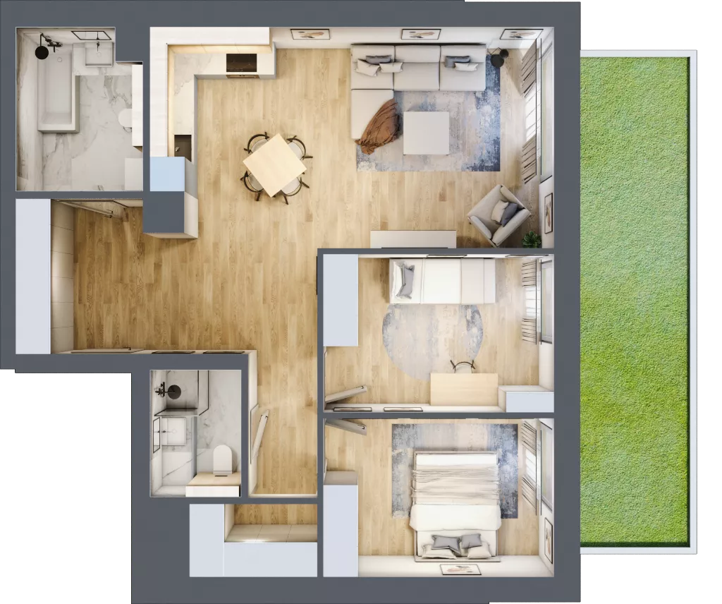 3 pokoje, mieszkanie 77,18 m², parter, oferta nr A.133, Osiedle Fokus Ursus, Warszawa, Ursus, Szamoty, ul. Posag 7 Panien / Gierdziejewskiego