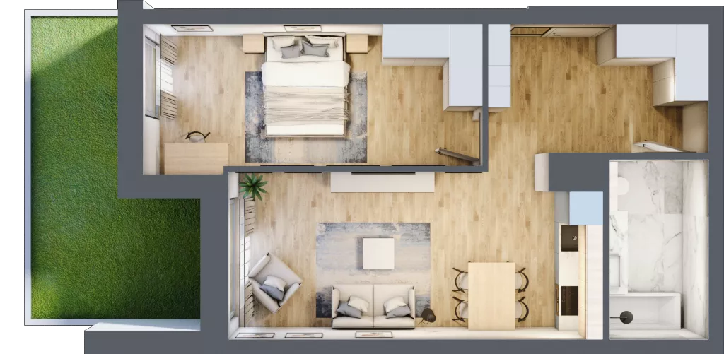 2 pokoje, mieszkanie 52,22 m², parter, oferta nr A.63, Osiedle Fokus Ursus, Warszawa, Ursus, Szamoty, ul. Posag 7 Panien / Gierdziejewskiego