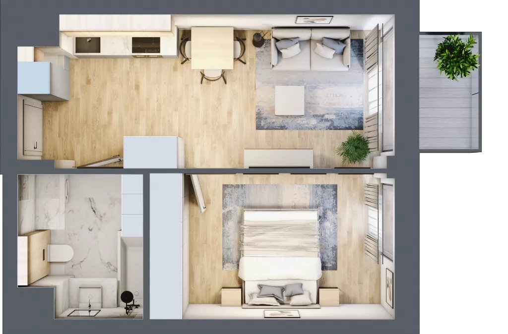 2 pokoje, mieszkanie 38,62 m², piętro 4, oferta nr A.283, Osiedle Fokus Ursus, Warszawa, Ursus, Szamoty, ul. Posag 7 Panien / Gierdziejewskiego